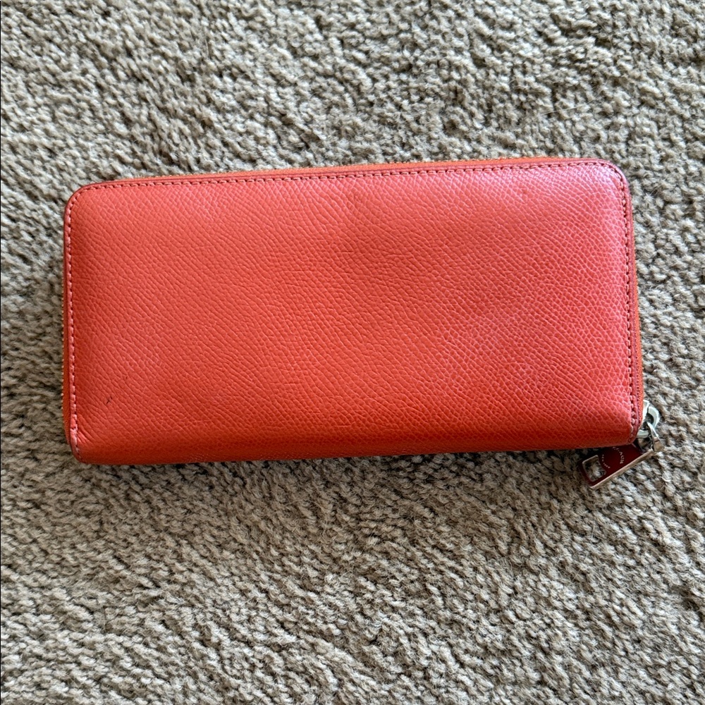Coach Orange Zip-Around Leather Wallet - Picture 2 of 7